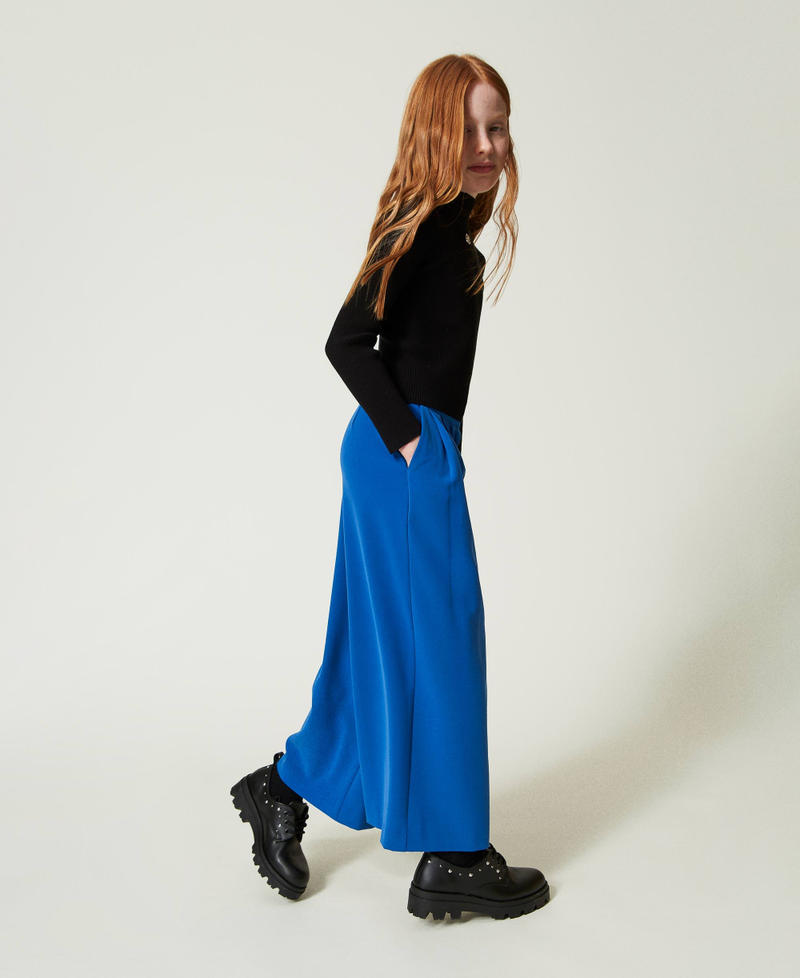 Flannel palazzo trousers "Surf&rdquo; Blue Girl 242GJ2119_05865_02