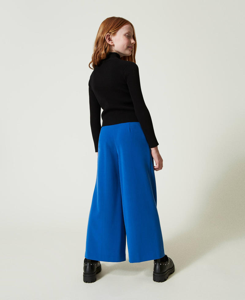 Flannel palazzo trousers "Surf&rdquo; Blue Girl 242GJ2119_05865_03