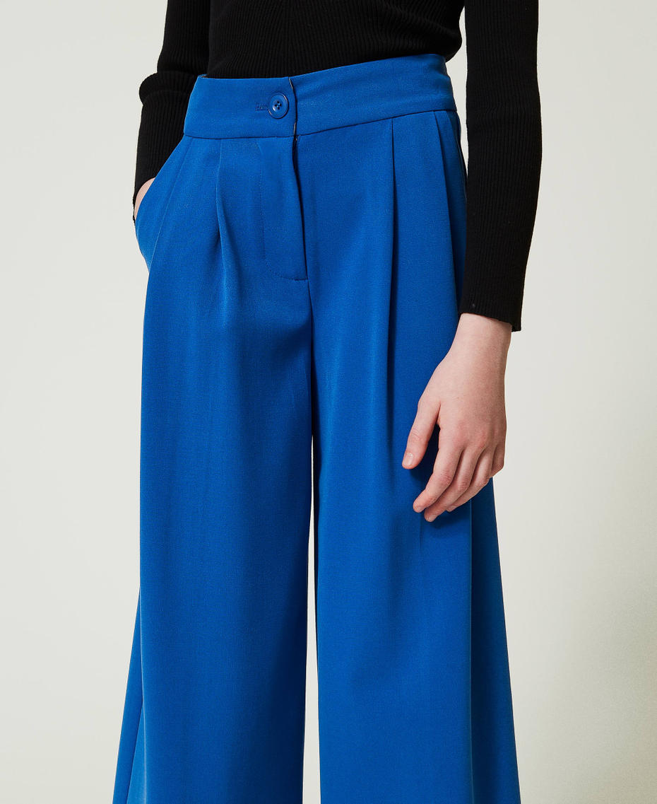 Flannel palazzo trousers "Surf&rdquo; Blue Girl 242GJ2119_05865_04