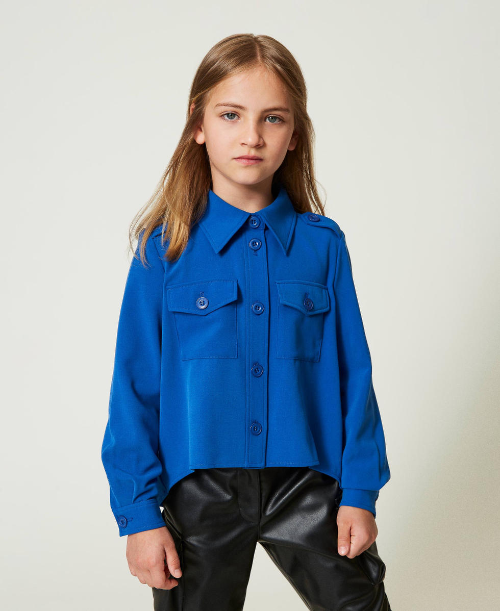 Flannel overshirt "Surf&rdquo; Blue Girl 242GJ211B_05865_02