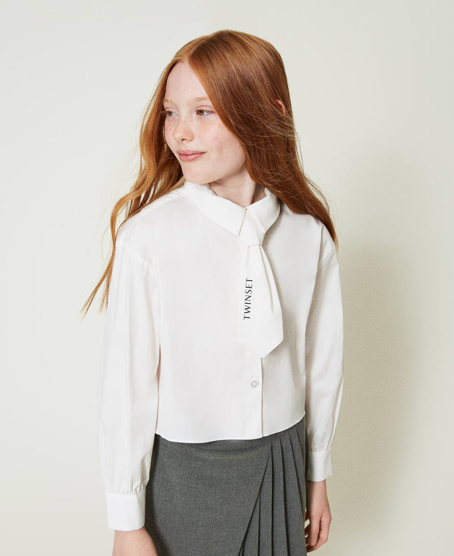 Poplin shirt with tie Off White Girl 242GJ2130_00526_01