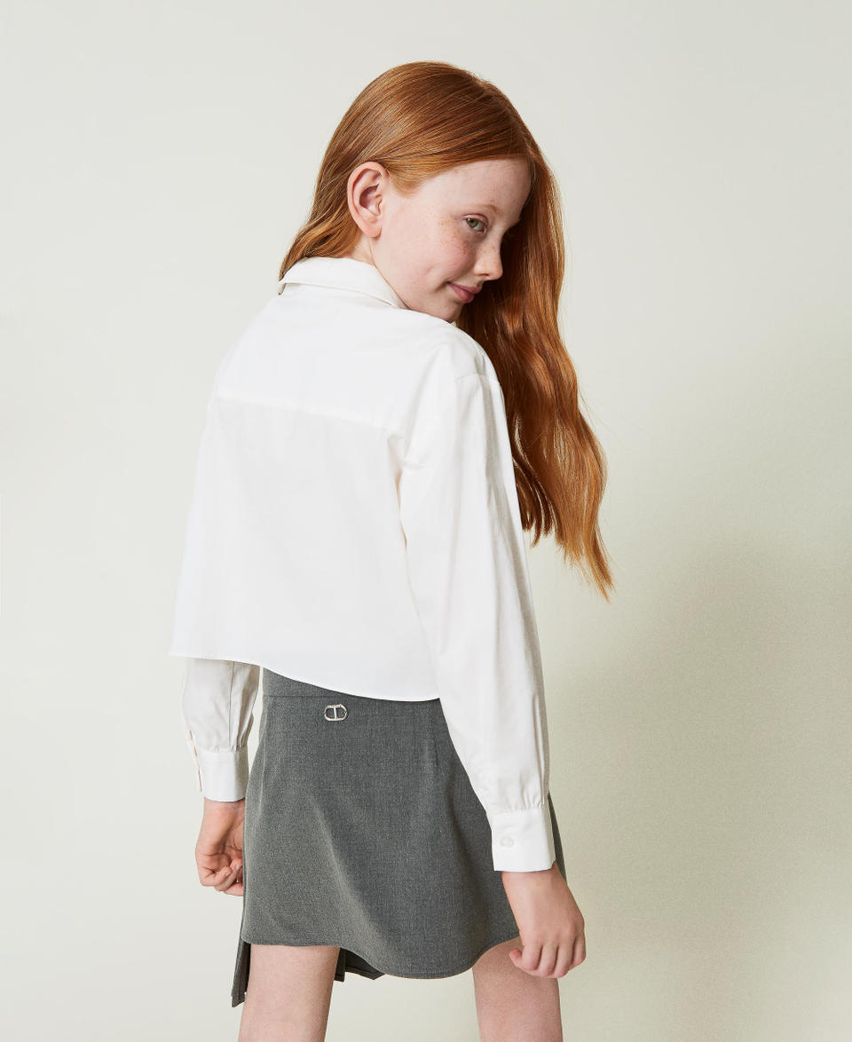 Camicia in popeline con cravatta Off White Bambina 242GJ2130_00526_03