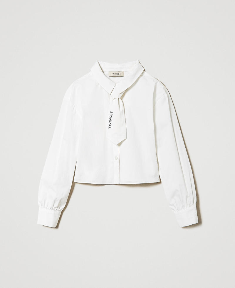 Camicia in popeline con cravatta Off White Bambina 242GJ2130_00526_S0