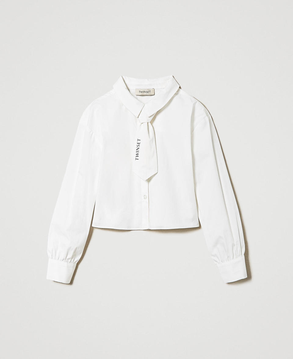 Camicia in popeline con cravatta Off White Bambina 242GJ2130_00526_0S