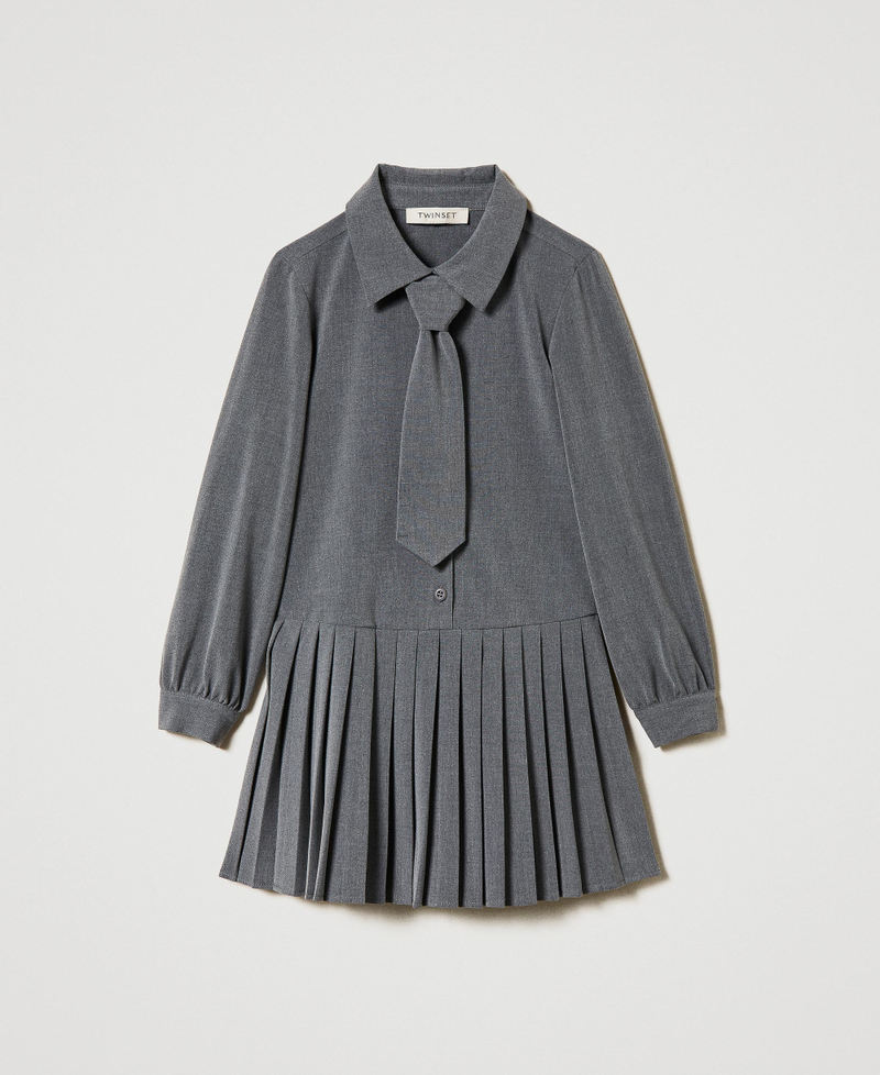 Short flannel dress with tie Mid Melange Grey Girl 242GJ2131_11730_S0