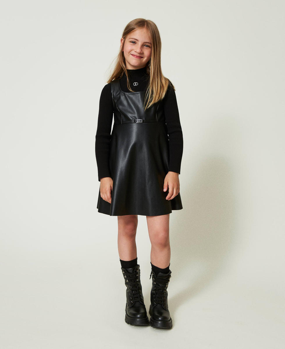 Robe courte avec boucle Oval T Noir Fille 242GJ2155_00006_01