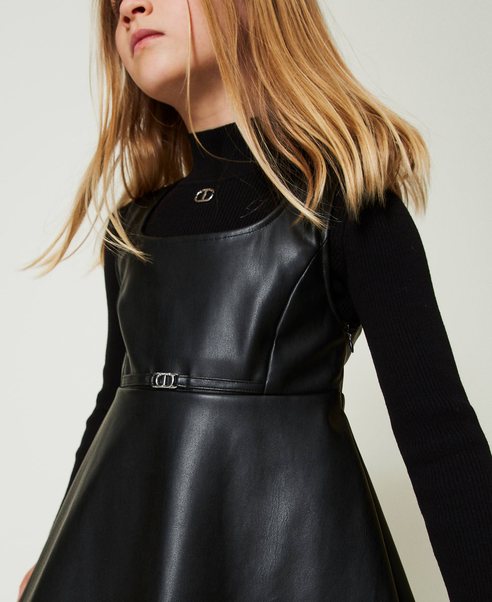 Robe courte avec boucle Oval T Noir Fille 242GJ2155_00006_04