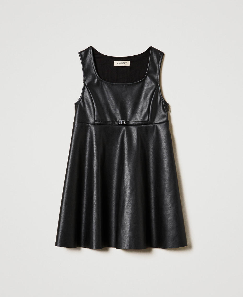 Short dress with Oval T buckle Black Girl 242GJ2155_00006_S0