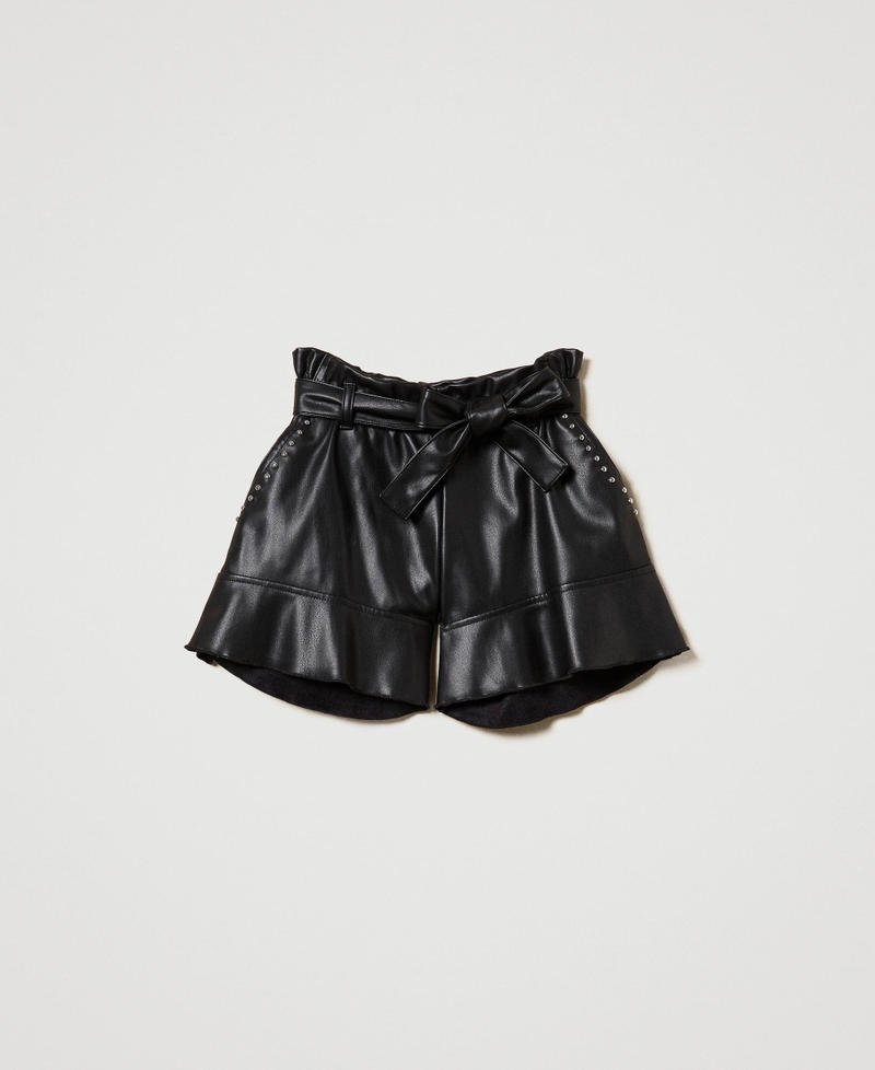 Flared shorts with studs Black Girl 242GJ2156_00006_0S