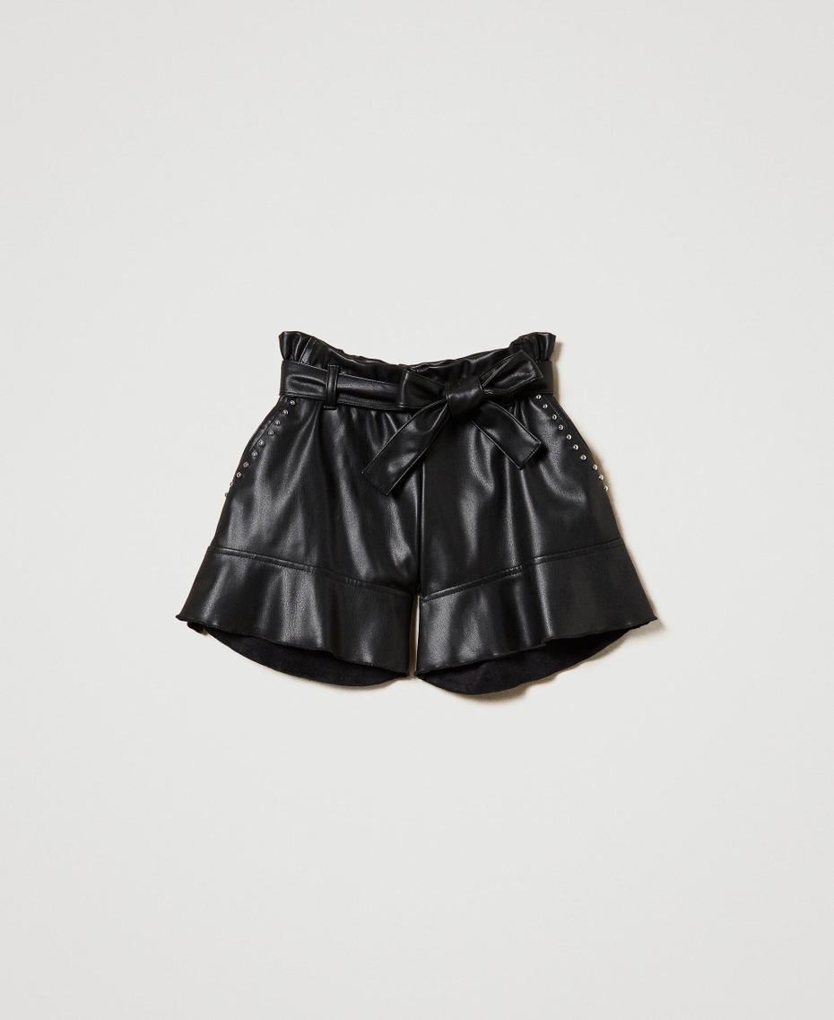 Flared shorts with studs Black Girl 242GJ2156_00006_S0