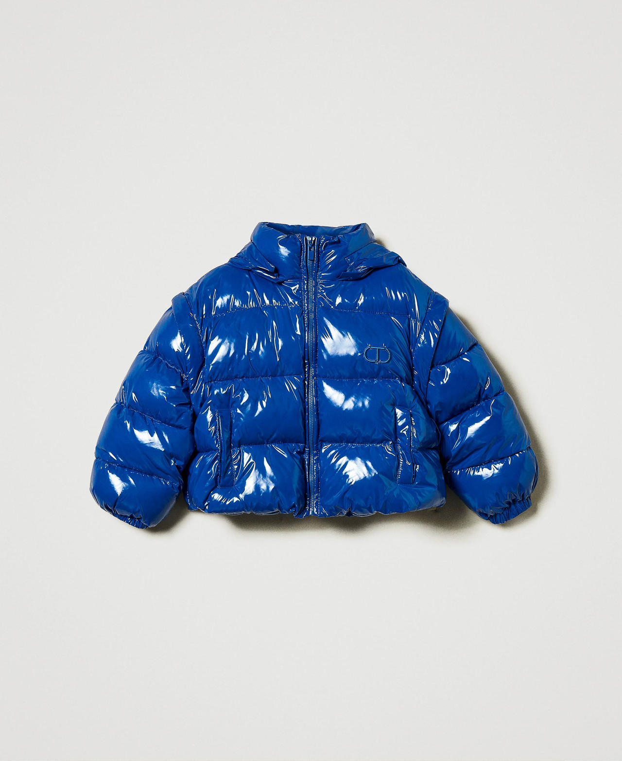 Shiny puffer jacket with embroidered logo "Surf” Blue Girl 242GJ2160_05865_0S