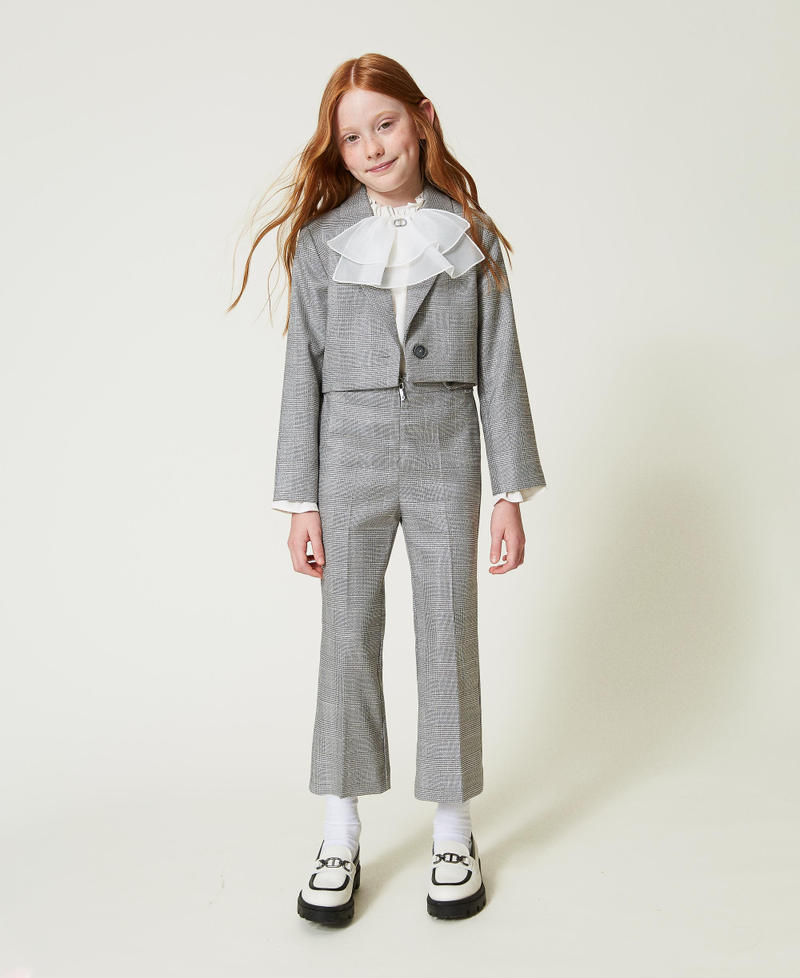 Flared Glen plaid trousers Glen Plaid Jacquard Girl 242GJ2181_11776_01