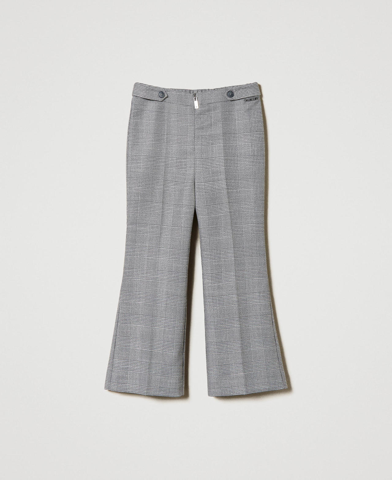 Flared Glen plaid trousers Glen Plaid Jacquard Girl 242GJ2181_11776_0S