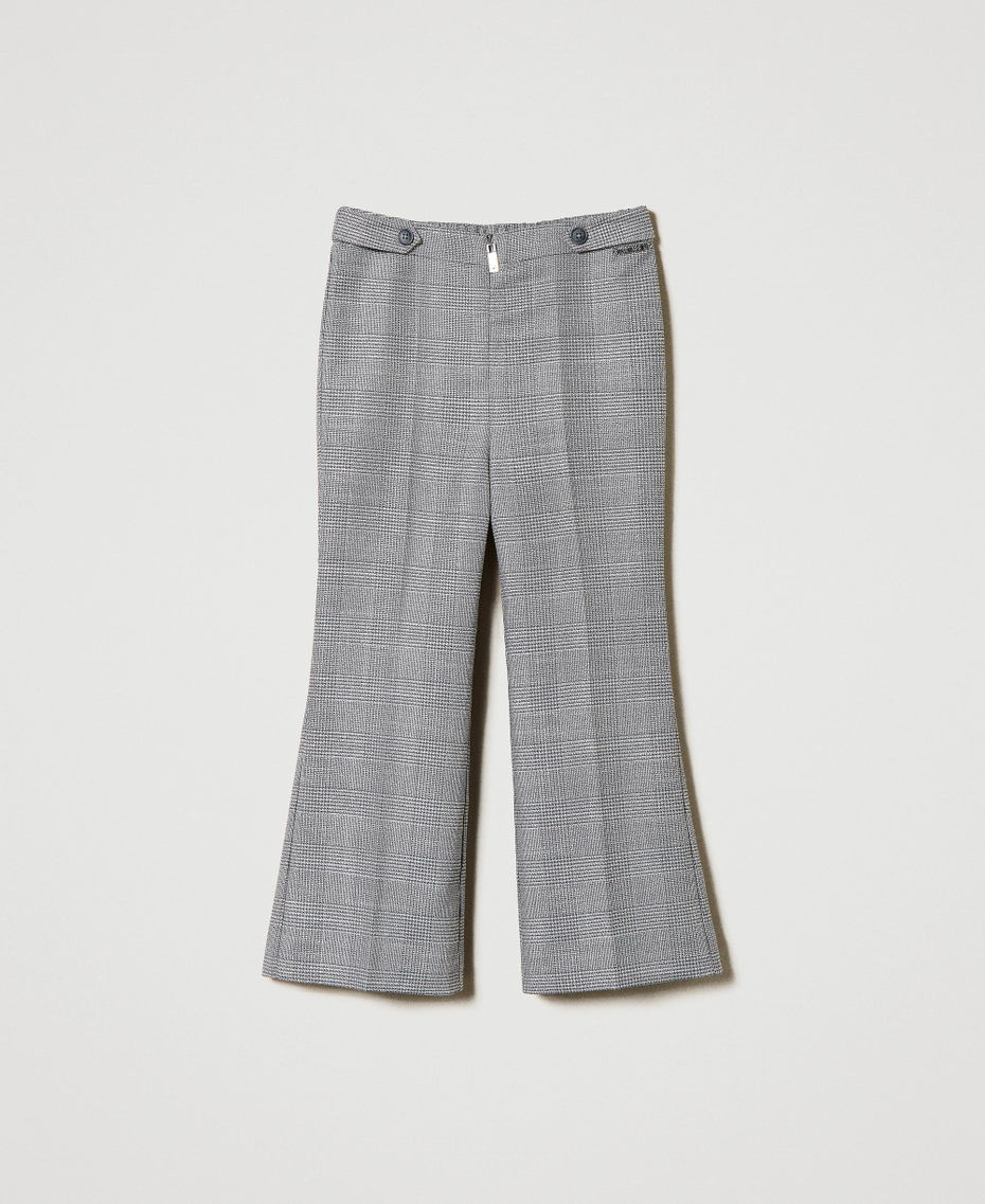 Flared Glen plaid trousers Glen Plaid Jacquard Girl 242GJ2181_11776_S0