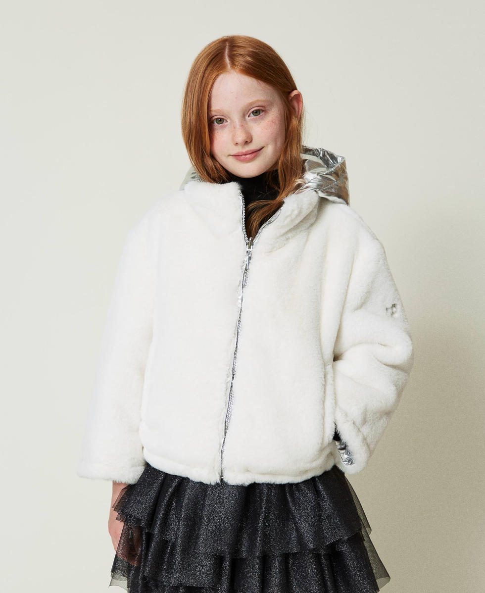 Reversible faux fur jacket Girl White TWINSET Milano