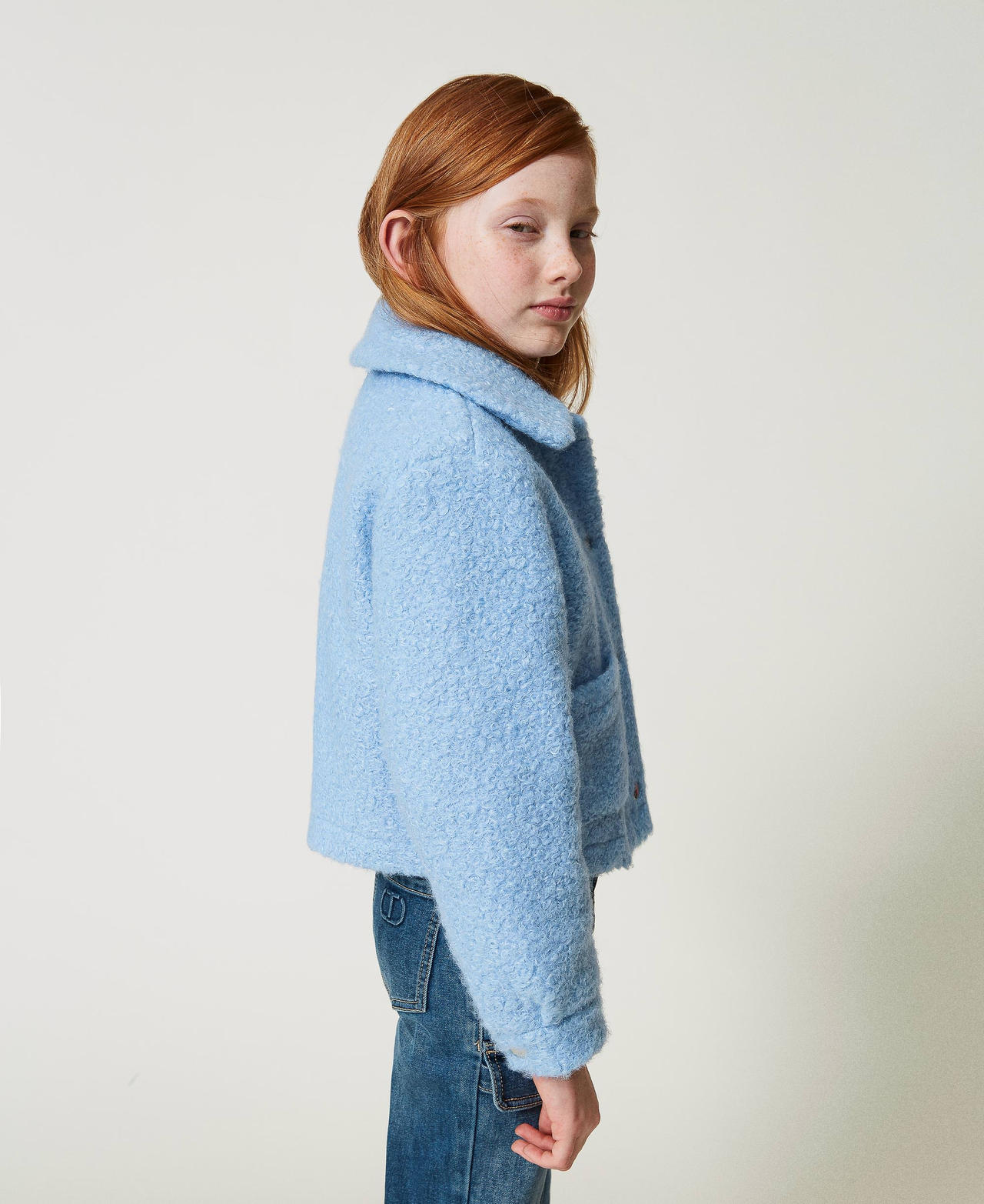 Curly wool cloth jacket Frozen Fjord Light Blue Girl 242GJ2220_11732_02