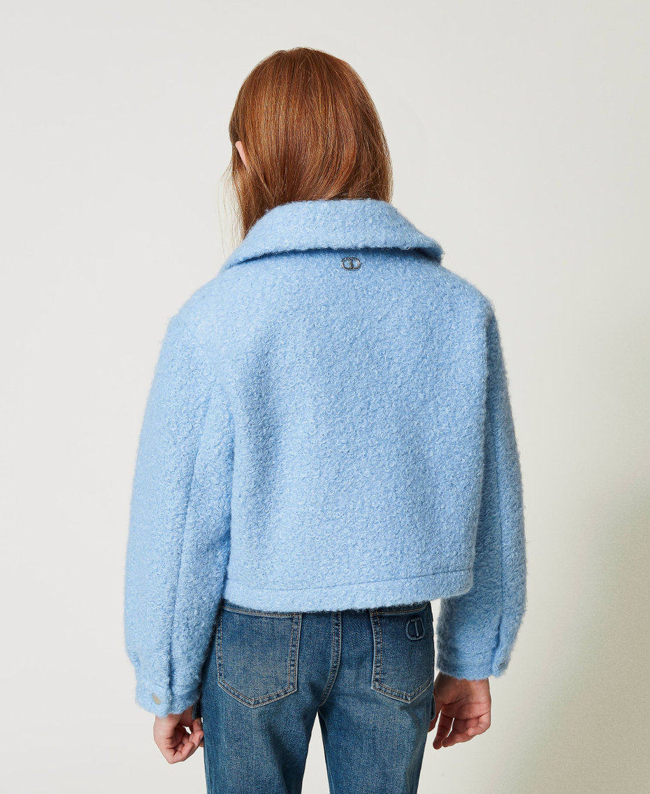 Curly wool cloth jacket Frozen Fjord Light Blue Girl 242GJ2220_11732_03