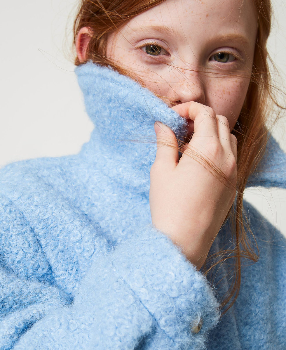 Giacca corta in panno curly Azzurro "Frozen Fjord" Bambina 242GJ2220_11732_04