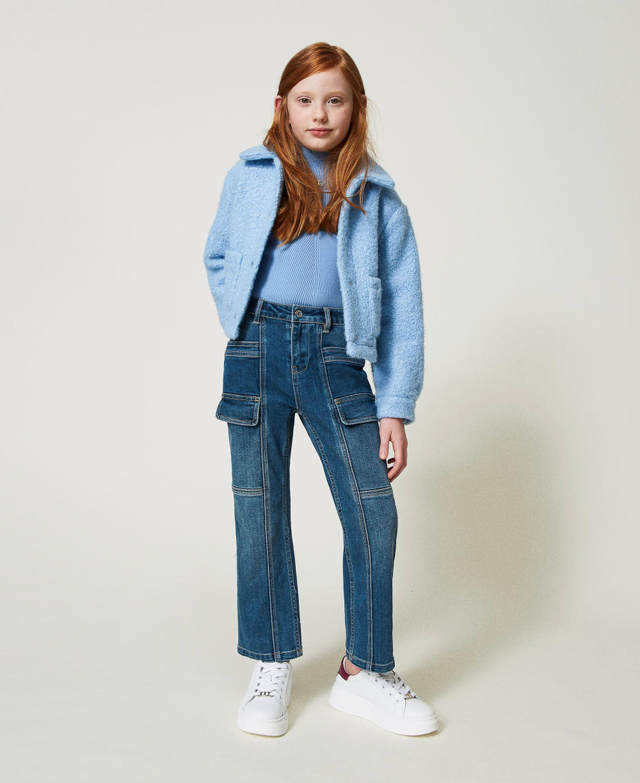 Curly wool cloth jacket Frozen Fjord Light Blue Girl 242GJ2220_11732_T0