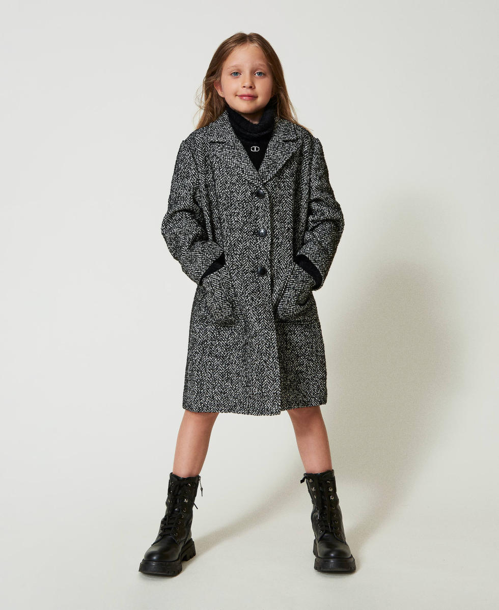 Chevron wool cloth coat
