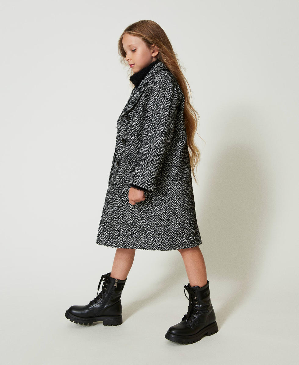 Chevron wool cloth coat