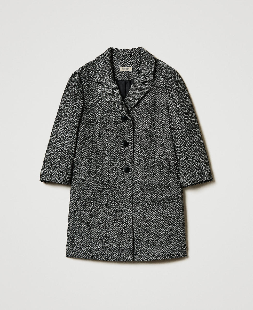 Chevron wool cloth coat