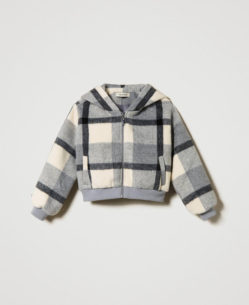 Chequered wool cloth bomber jacket Macro Check Girl 242GJ2261_11774_S0