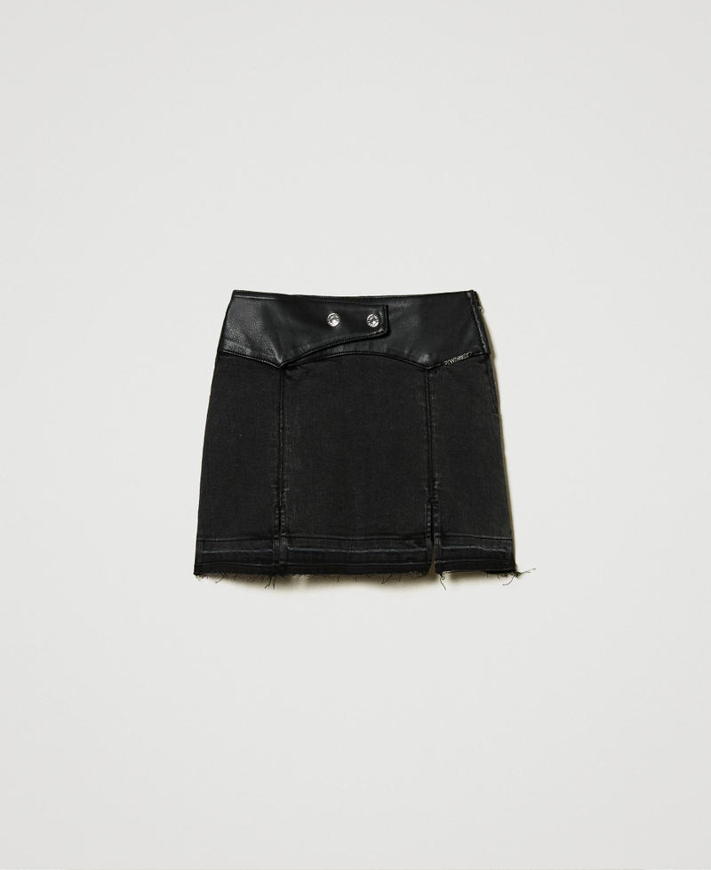 Denim miniskirt with slits Old Black Denim Girl 242GJ2270_11835_S0