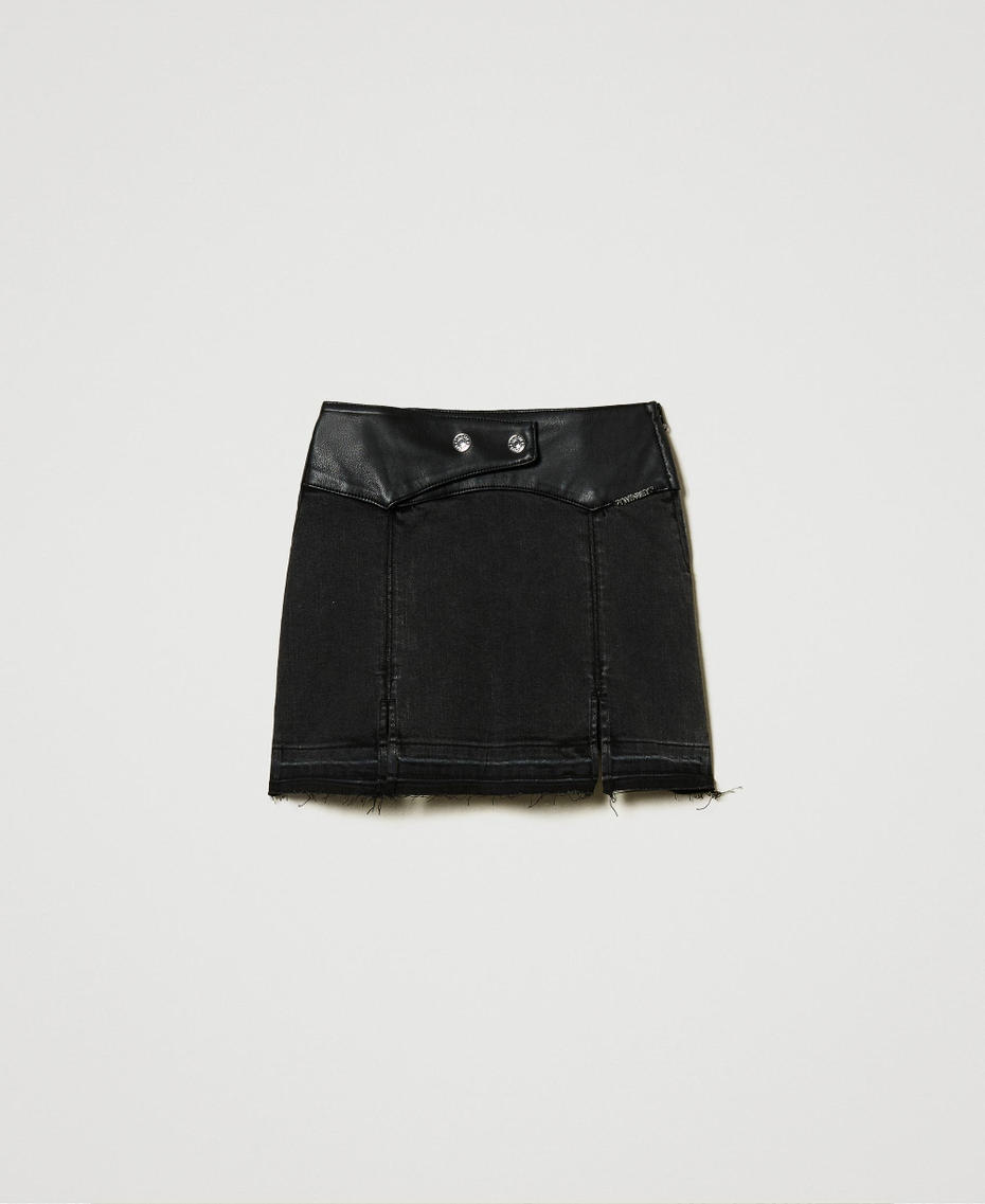 Denim miniskirt with slits Old Black Denim Girl 242GJ2270_11835_S0