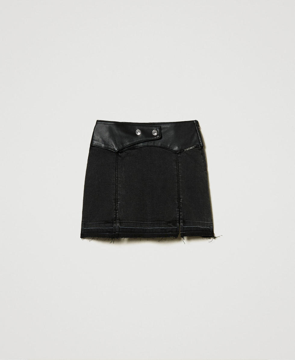 Mini-jupe en jean avec fentes Denim Noir Us&eacute; Fille 242GJ2270_11835_S0