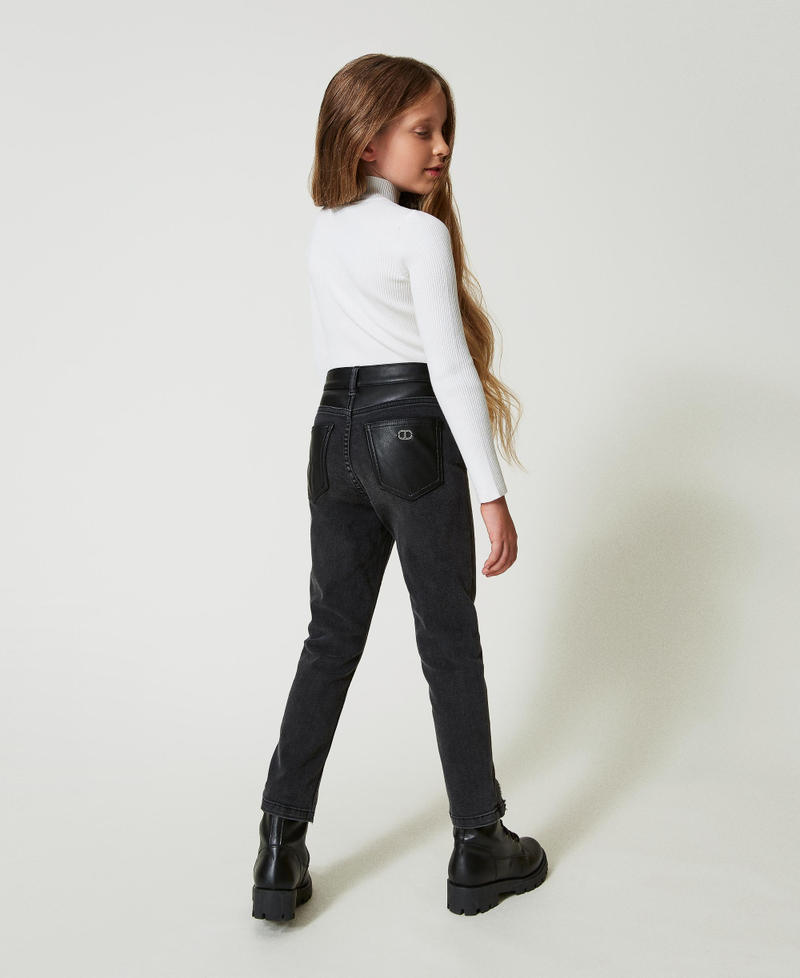 Skinny jeans with slits Girl, Black | TWINSET Milano