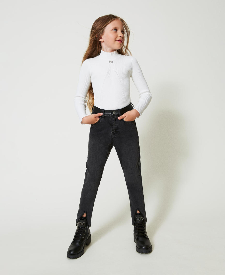 Skinny jeans with slits Old Black Denim Girl 242GJ2271_11835_04