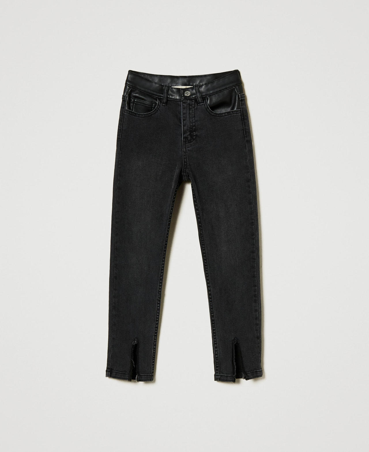 Skinny jeans with slits Old Black Denim Girl 242GJ2271_11835_0S