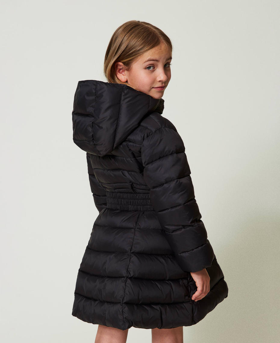 Quilted puffer jacket with Oval T belt Black Girl 242GJ2320_00006_03