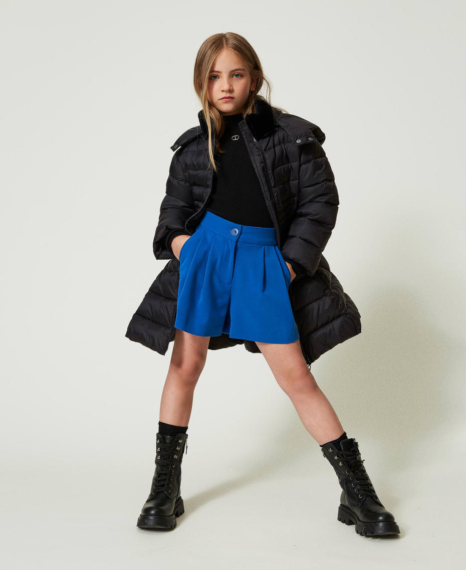 Quilted puffer jacket with Oval T belt Black Girl 242GJ2320_00006_0T