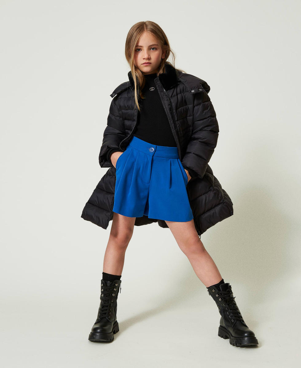 Quilted puffer jacket with Oval T belt Black Girl 242GJ2320_00006_T0