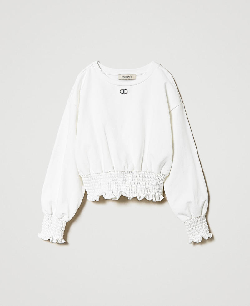 Sweat-shirt ras-du-cou avec point smocks