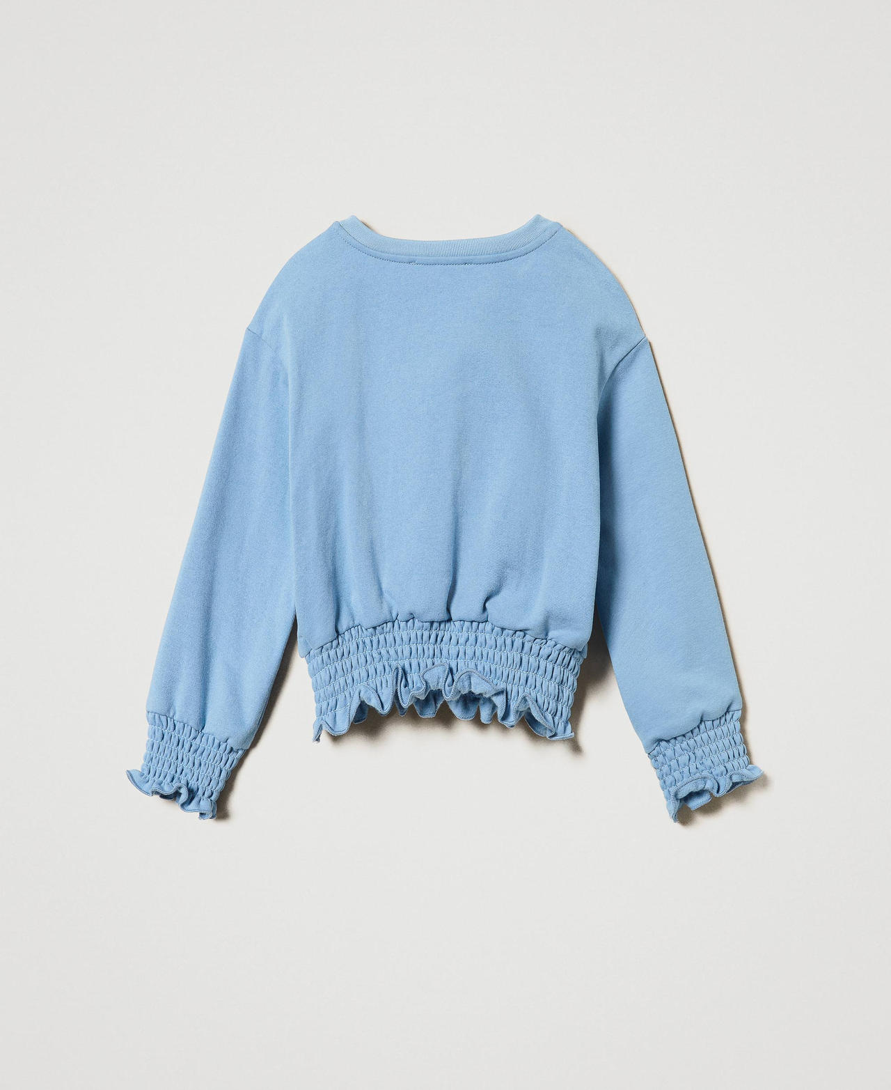 Smocked crew neck sweatshirt Frozen Fjord Light Blue Girl 242GJ2330_11732_0S