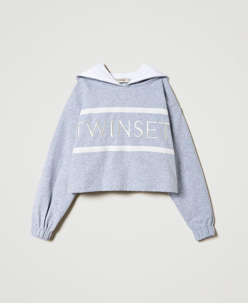 Cropped-Sweatjacke mit Sticklogo