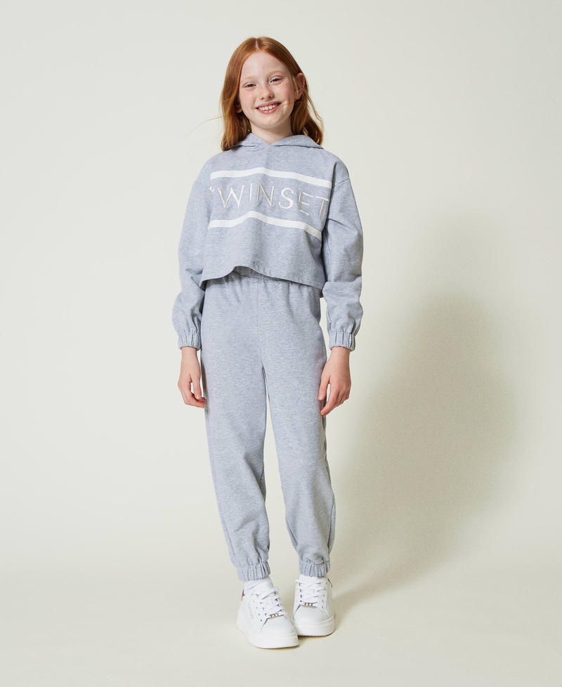 Cropped-Sweatjacke mit Sticklogo