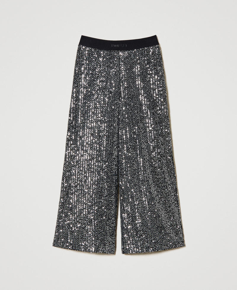 Full sequin palazzo trousers Metallic Gunmetal Girl 242GJ2351_11826_S0