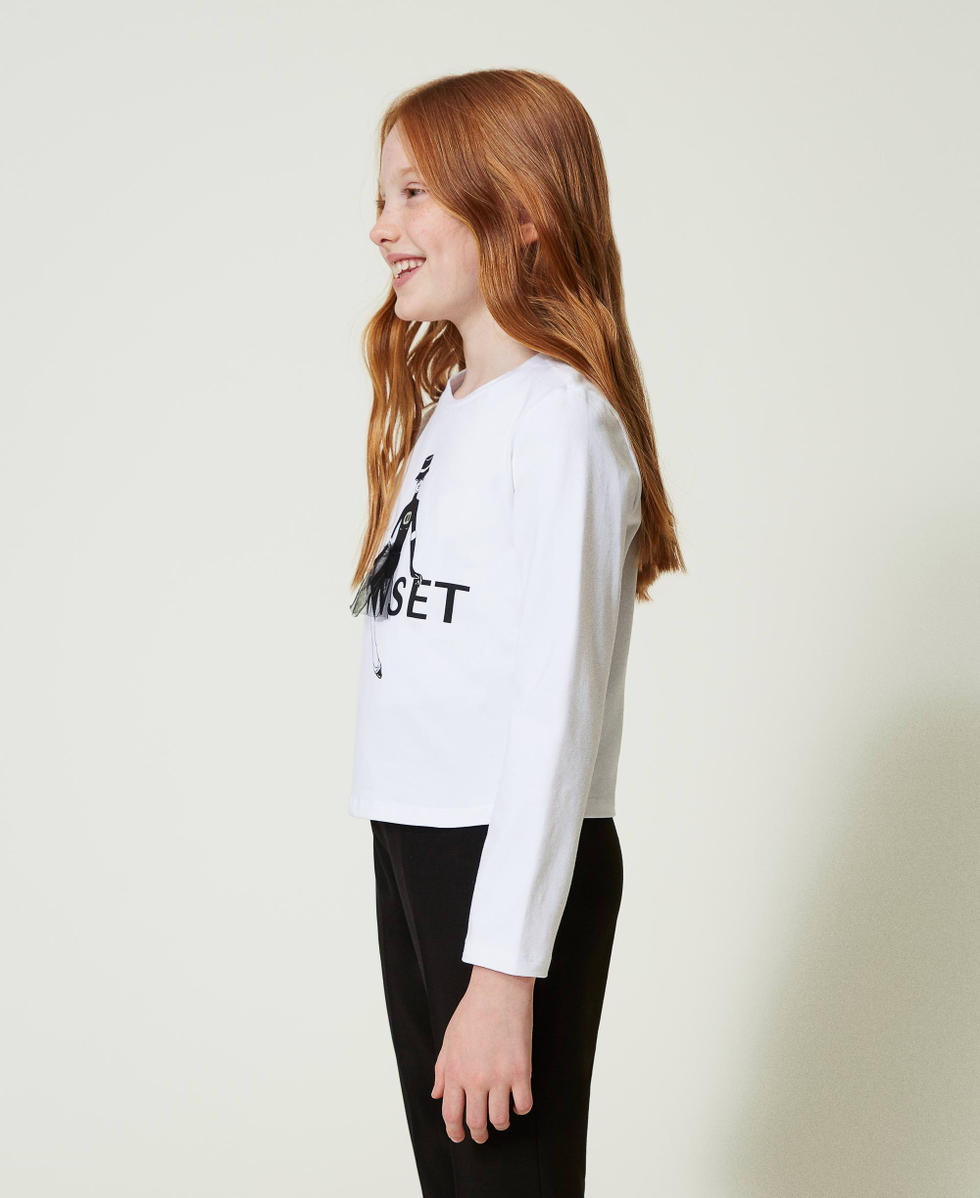 T-shirt con stampa logo e glitter Off White Bambina 242GJ2420_00526_02