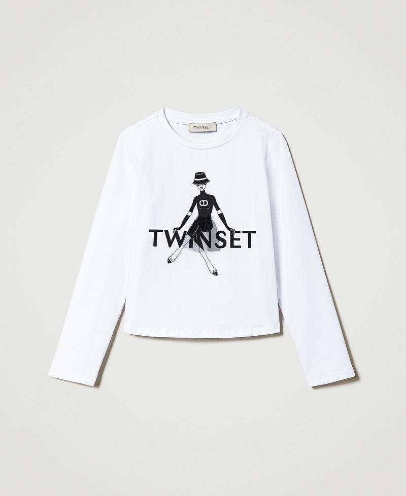 T-shirt with logo print and glitter Off White Girl 242GJ2420_00526_S0