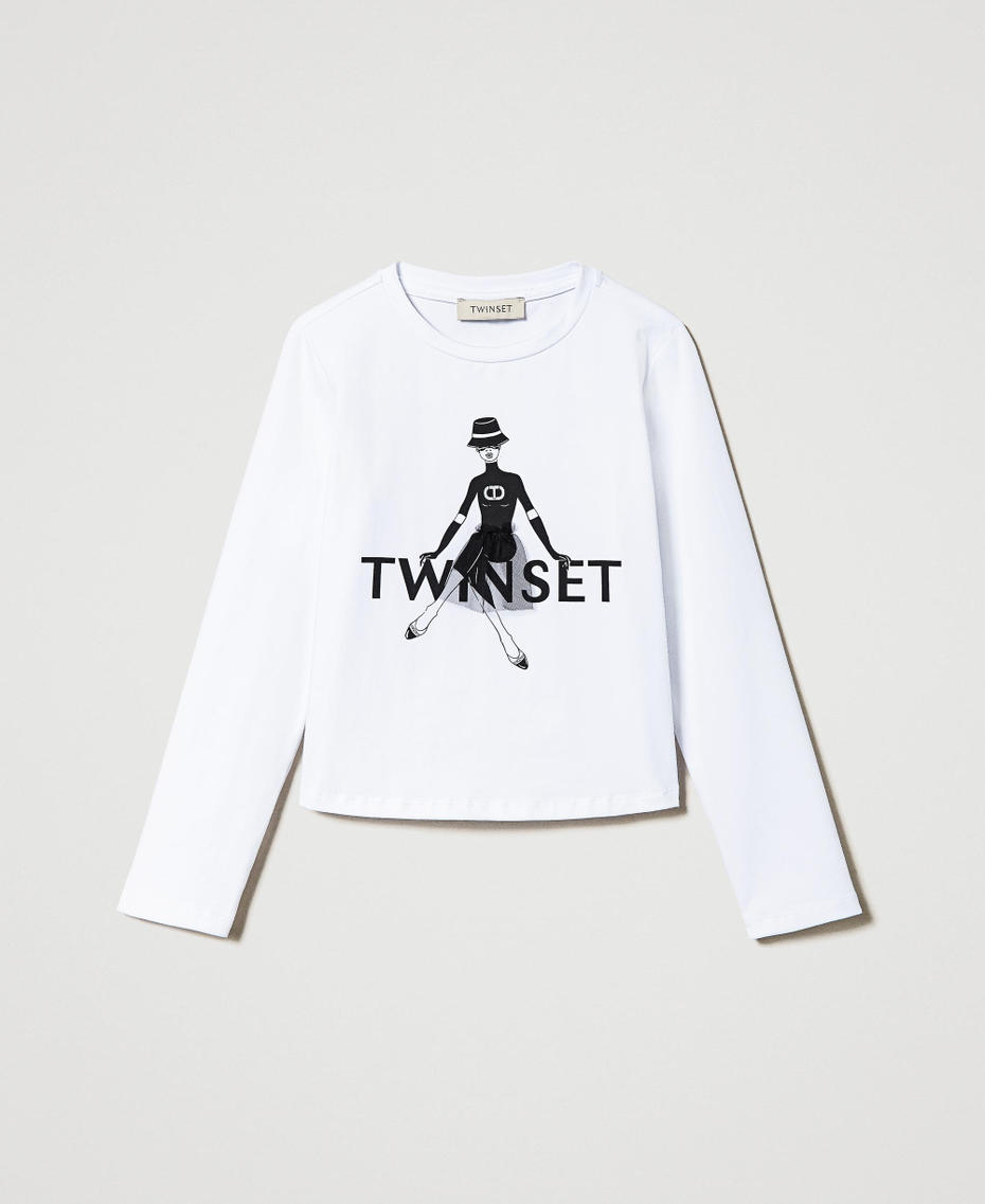 T-shirt with logo print and glitter Off White Girl 242GJ2420_00526_S0