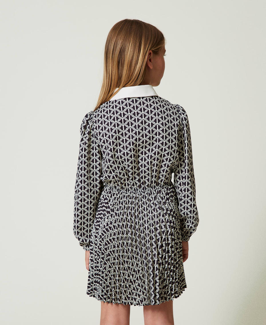 Robe courte en cr&ecirc;pe de Chine avec imprim&eacute;