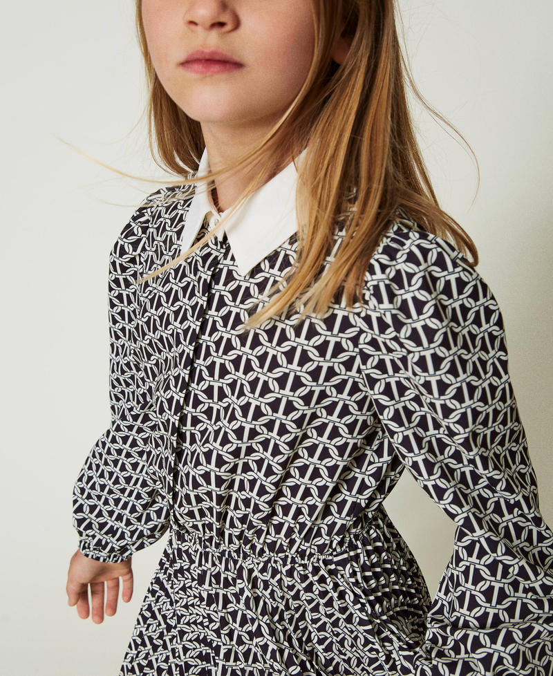 Robe courte en cr&ecirc;pe de Chine avec imprim&eacute;