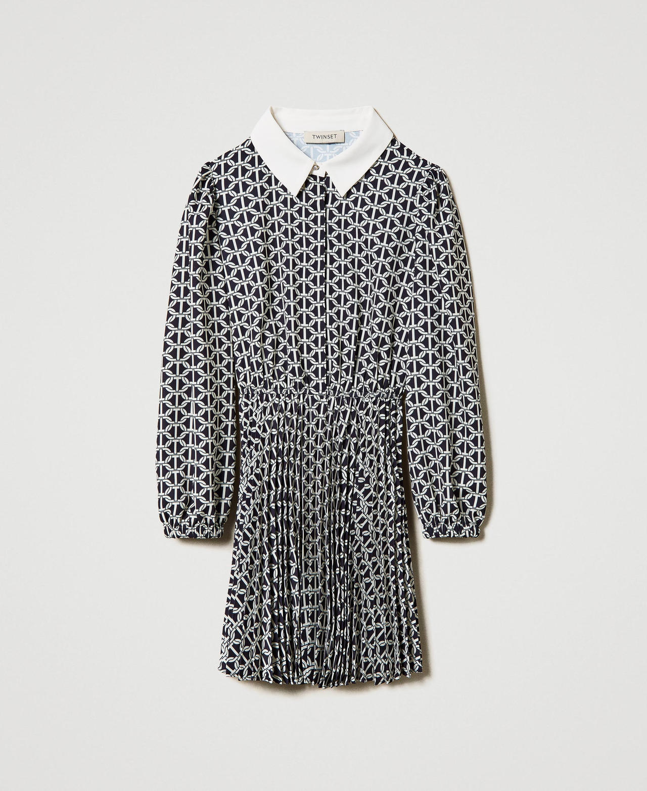 Robe courte en cr&ecirc;pe de Chine avec imprim&eacute;