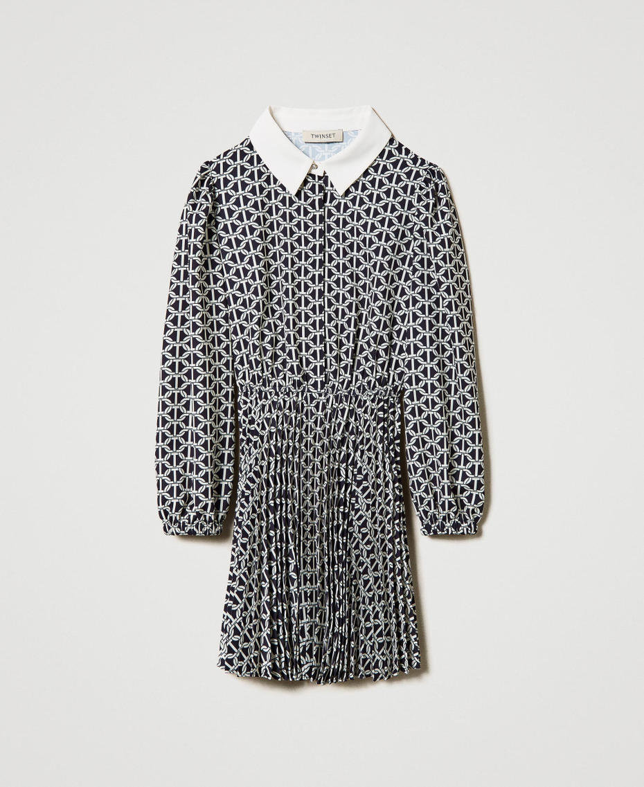 Robe courte en cr&ecirc;pe de Chine avec imprim&eacute;