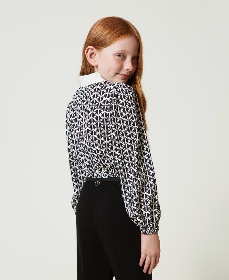 Cr&ecirc;pe de Chine blouse with print Oval T Chain Print Girl 242GJ2441_11830_03