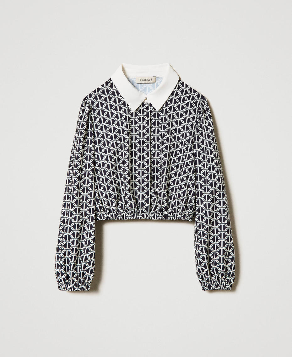 Crêpe de Chine blouse with print Oval T Chain Print Girl 242GJ2441_11830_S0